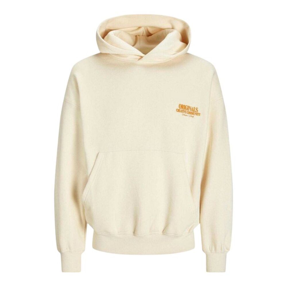 Jack And Jones Mens Lettering Hoodie / Antique White
